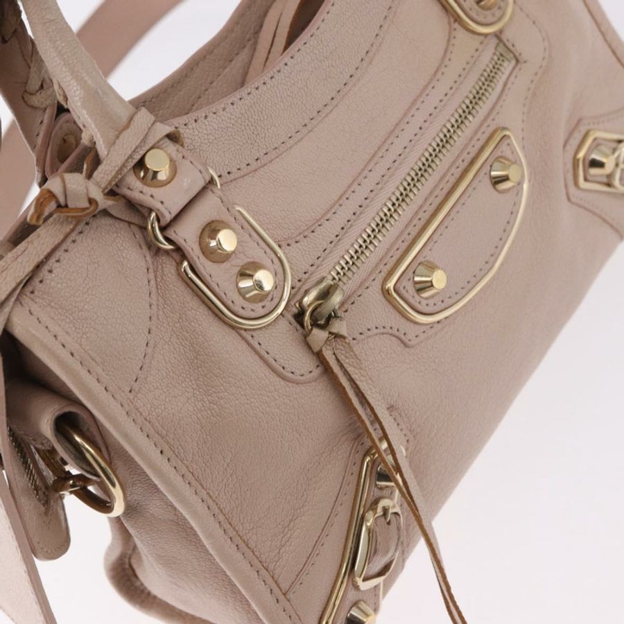【日本直送】BALENCIAGA 經典金屬邊迷你都會包 皮革 兩用 粉紅色 正品 185449V-18
