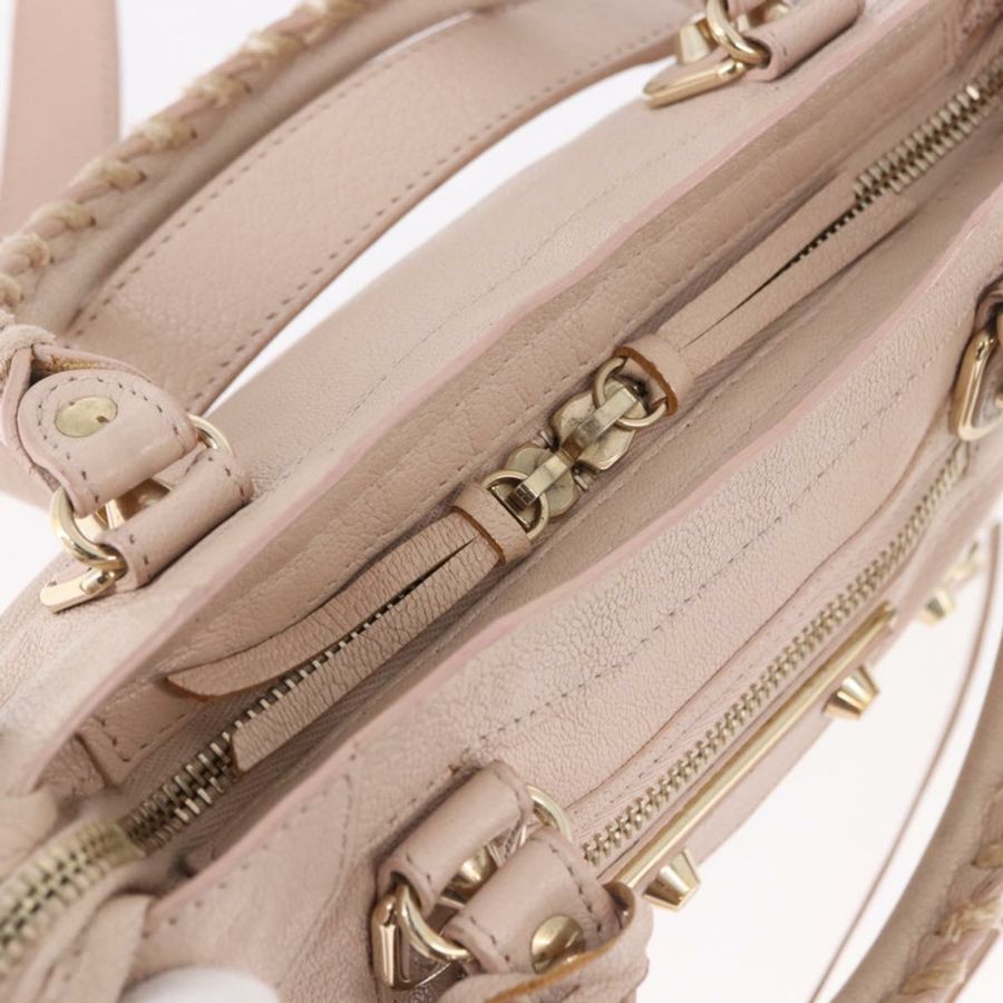 【日本直送】BALENCIAGA 經典金屬邊迷你都會包 皮革 兩用 粉紅色 正品 185449V-19