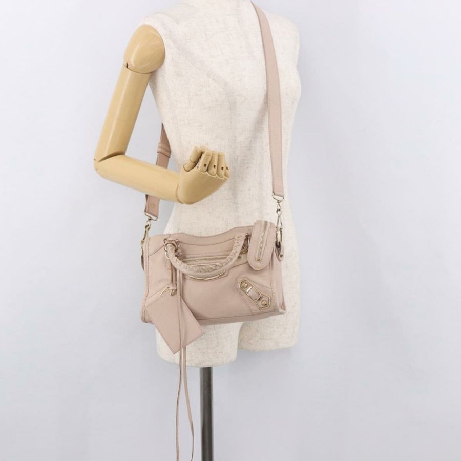【日本直送】BALENCIAGA 經典金屬邊迷你都會包 皮革 兩用 粉紅色 正品 185449V-28