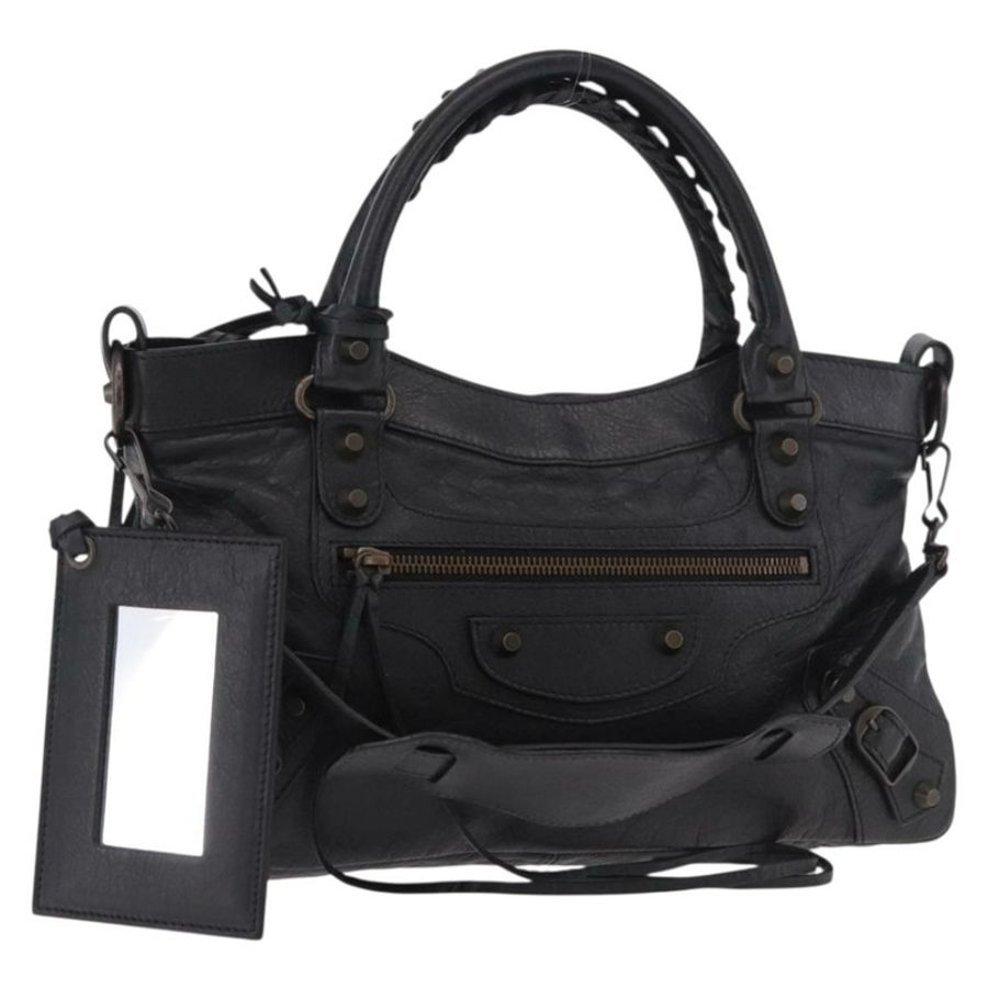 【日本直送】BALENCIAGA The First 手提包 皮革 2way 黑色 103208 正品 185399SAM-0