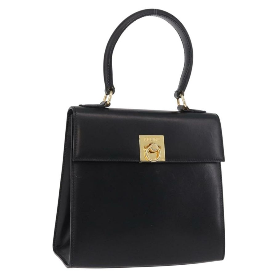 【日本直送】CELINE 手提包 皮革 黑色 金色 正品 185644V-0