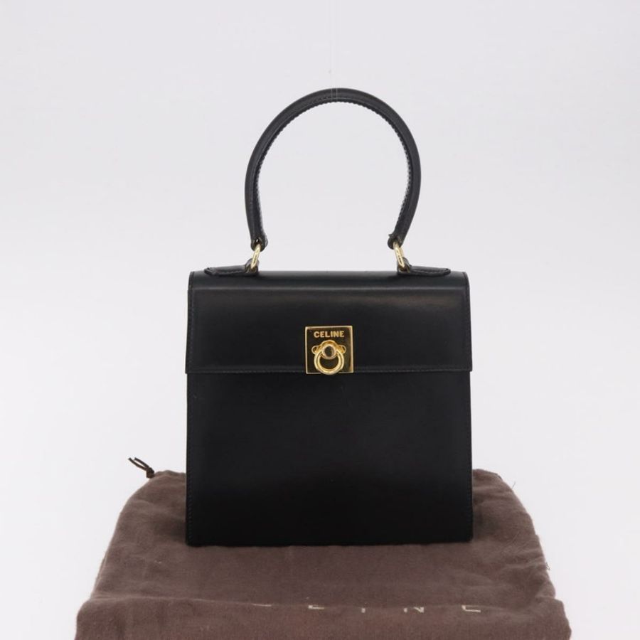 【日本直送】CELINE 手提包 皮革 黑色 金色 正品 185644V-11