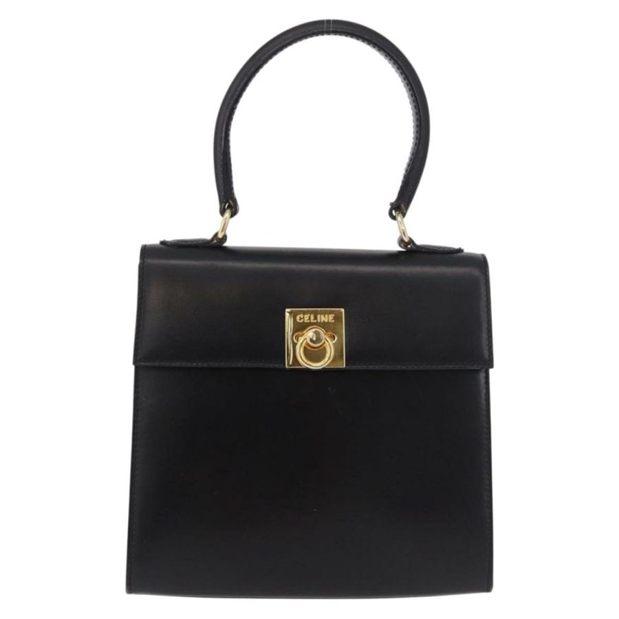 【日本直送】CELINE 手提包 皮革 黑色 金色 正品 185644V-12