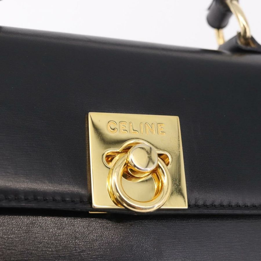【日本直送】CELINE 手提包 皮革 黑色 金色 正品 185644V-16