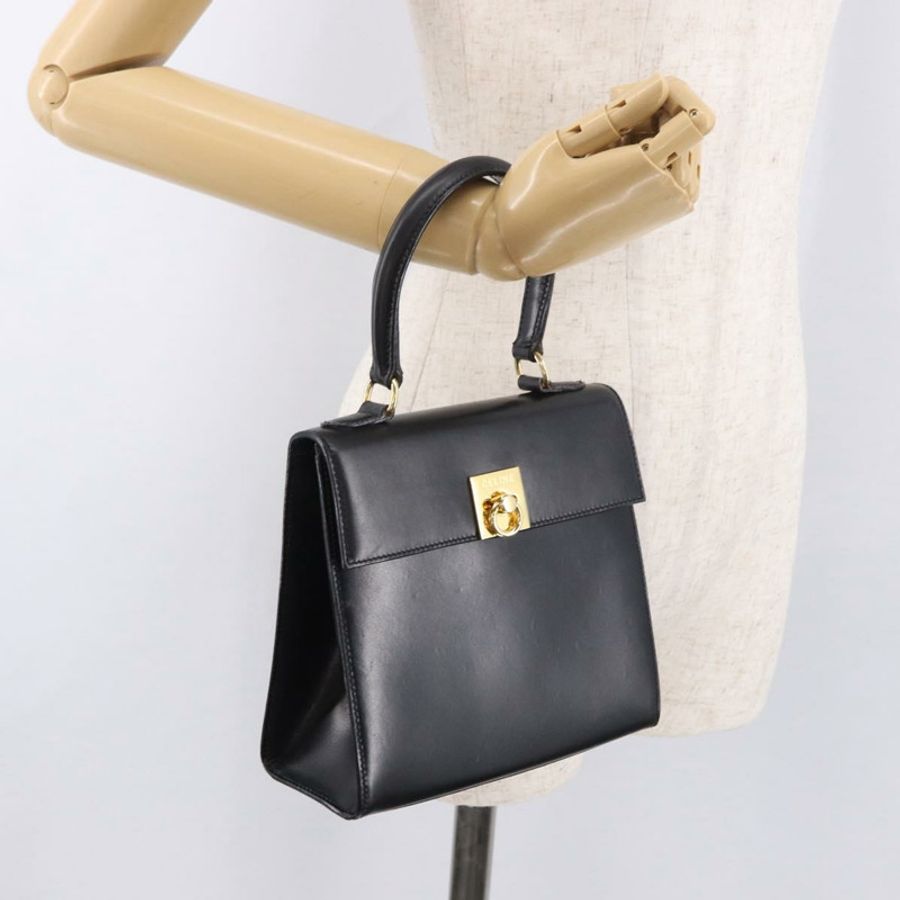 【日本直送】CELINE 手提包 皮革 黑色 金色 正品 185644V-22