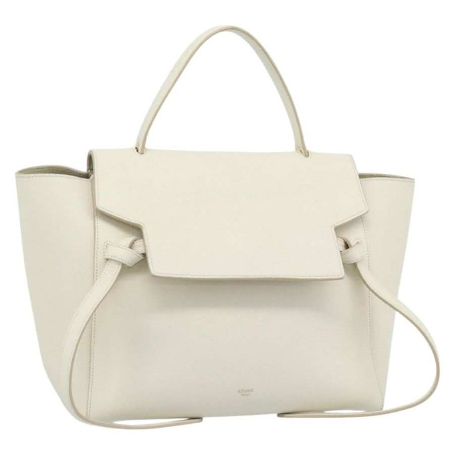 【日本直送】CELINE Micro Belt 手提包 皮革 白色 金色 正品 185630V-0