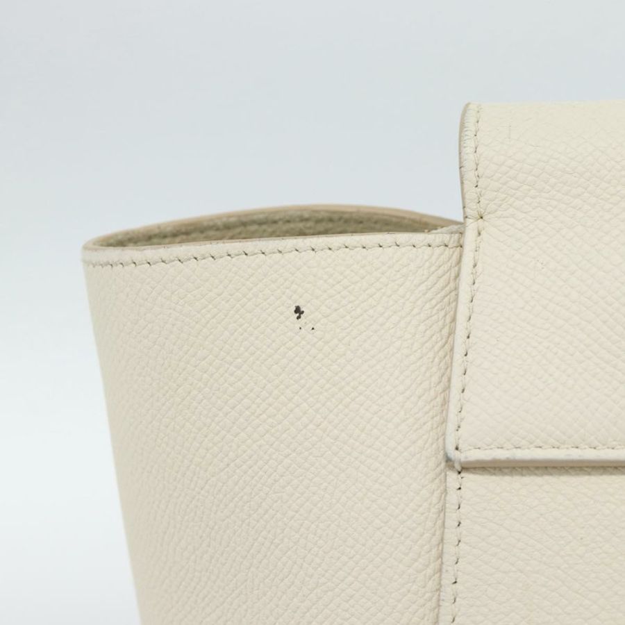 【日本直送】CELINE Micro Belt 手提包 皮革 白色 金色 正品 185630V-2