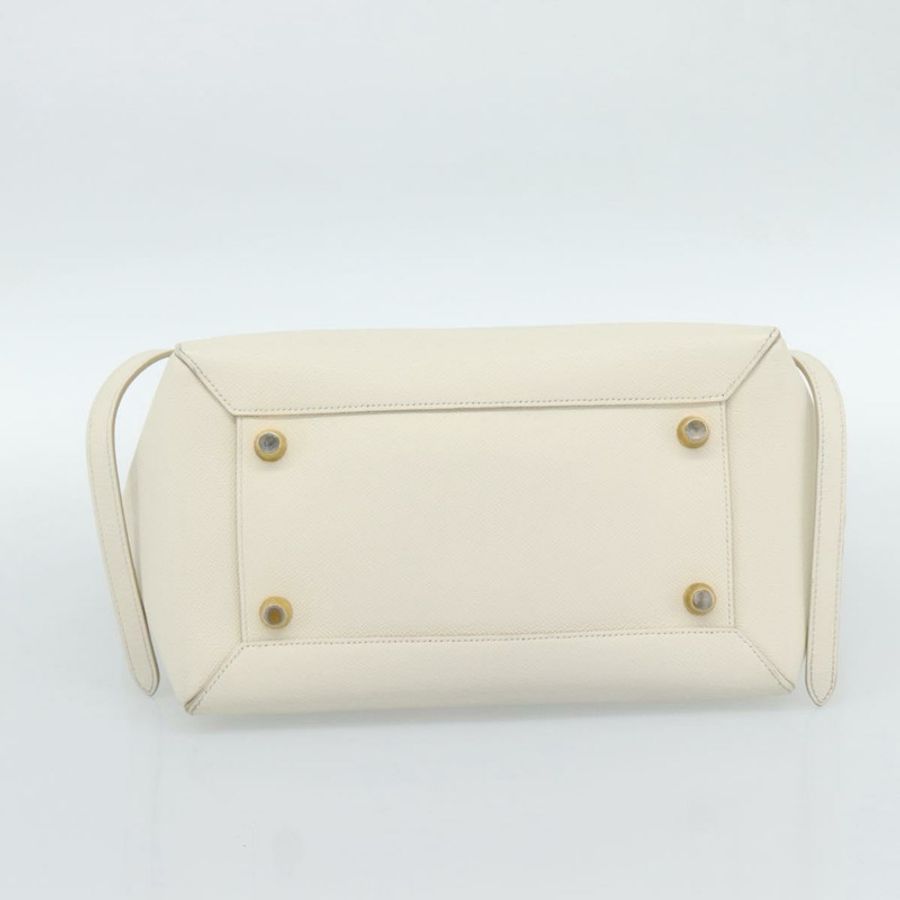 【日本直送】CELINE Micro Belt 手提包 皮革 白色 金色 正品 185630V-5
