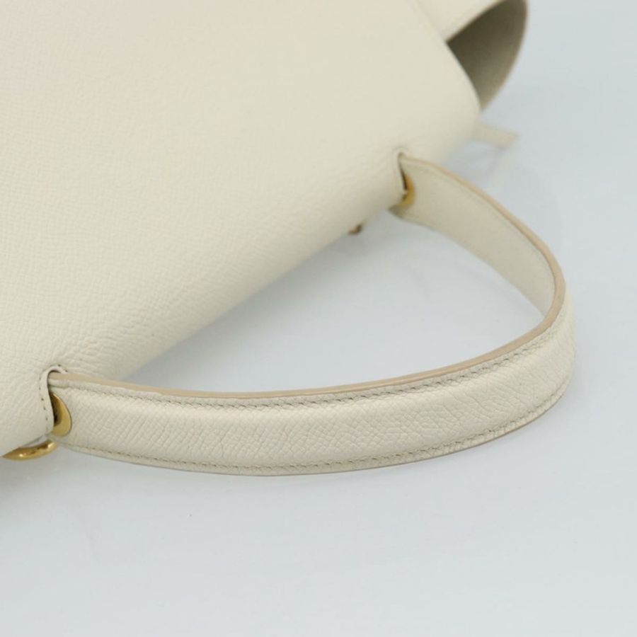 【日本直送】CELINE Micro Belt 手提包 皮革 白色 金色 正品 185630V-6