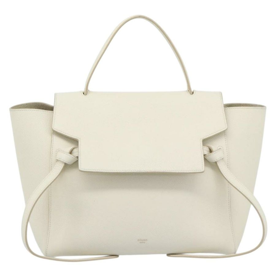 【日本直送】CELINE Micro Belt 手提包 皮革 白色 金色 正品 185630V-12