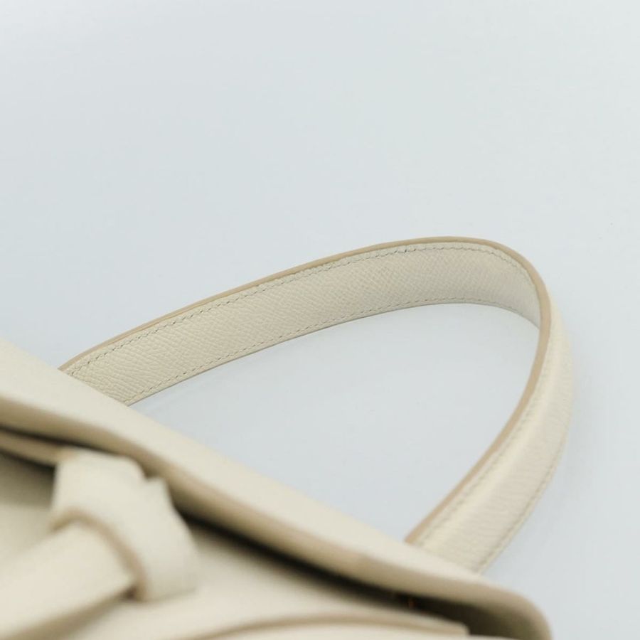 【日本直送】CELINE Micro Belt 手提包 皮革 白色 金色 正品 185630V-14