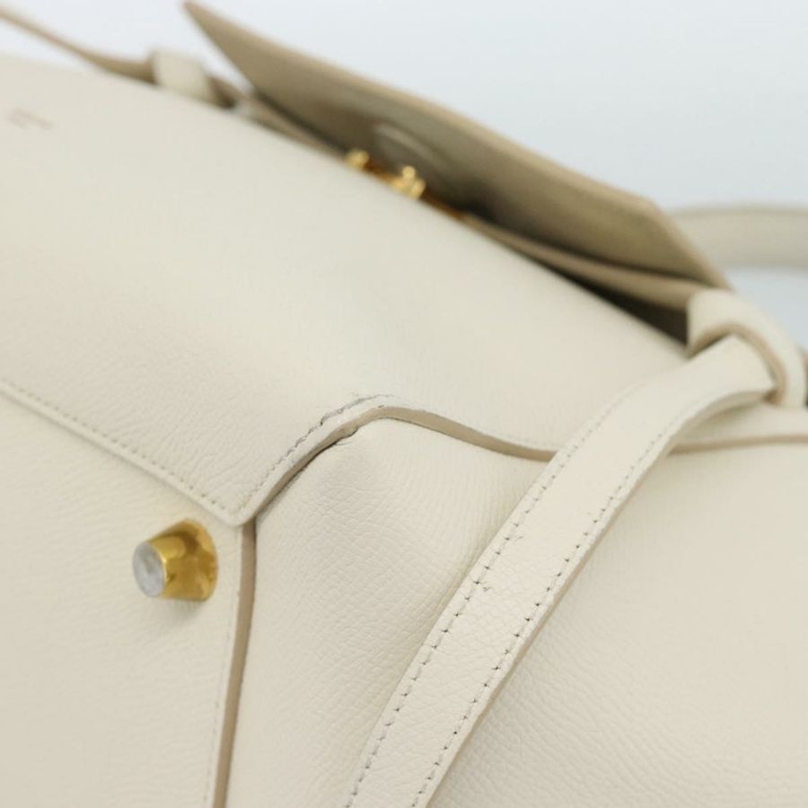 【日本直送】CELINE Micro Belt 手提包 皮革 白色 金色 正品 185630V-15