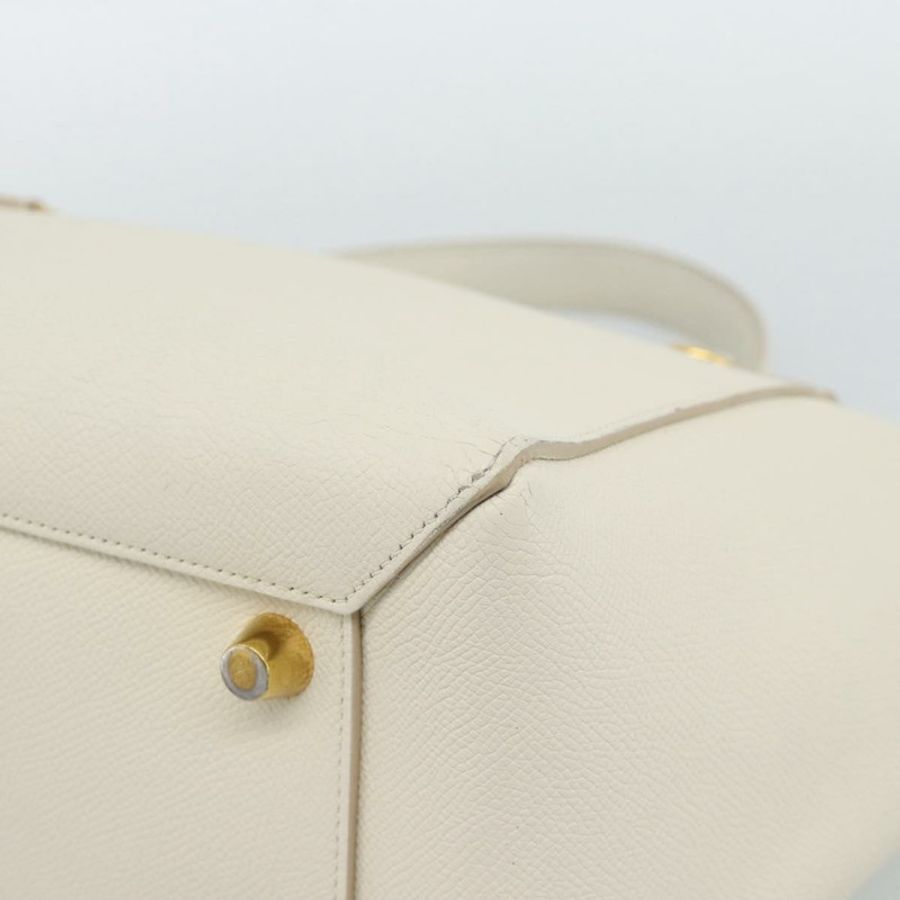 【日本直送】CELINE Micro Belt 手提包 皮革 白色 金色 正品 185630V-17