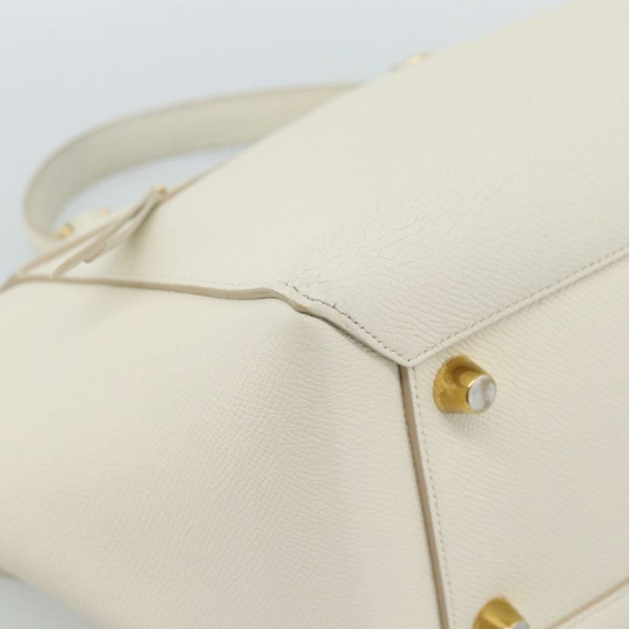 【日本直送】CELINE Micro Belt 手提包 皮革 白色 金色 正品 185630V-18