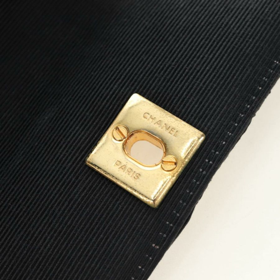 【日本直送】香奈兒 (CHANEL) 絎縫鏈條肩包,帆布材質,黑色,金色雙C標誌,貨號 184384V-18