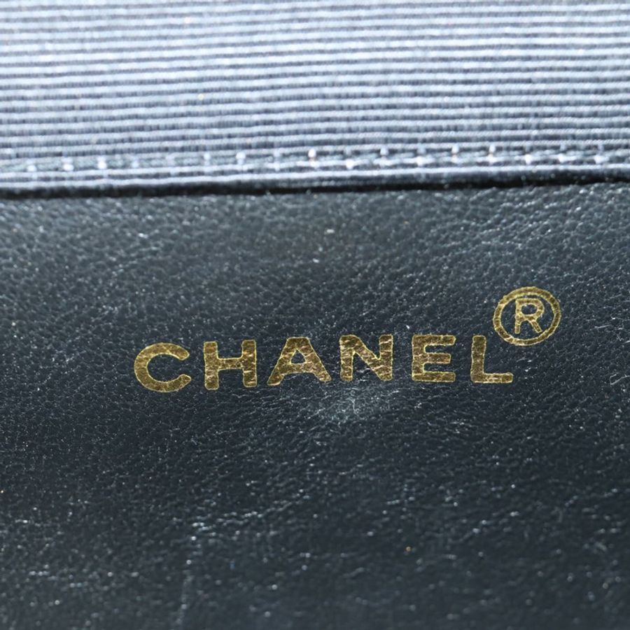 【日本直送】香奈兒 (CHANEL) 絎縫鏈條肩包,帆布材質,黑色,金色雙C標誌,貨號 184384V-21