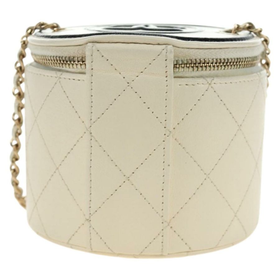 【日本直送】香奈兒 (CHANEL) 絎縫鏈條肩背包 白色 金色 CC 標誌 Auth bs35547SAM-1
