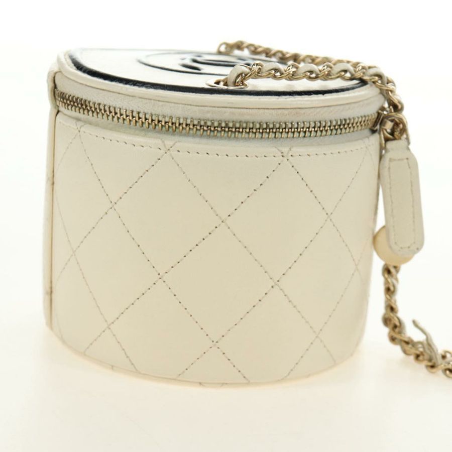【日本直送】香奈兒 (CHANEL) 絎縫鏈條肩背包 白色 金色 CC 標誌 Auth bs35547SAM-3