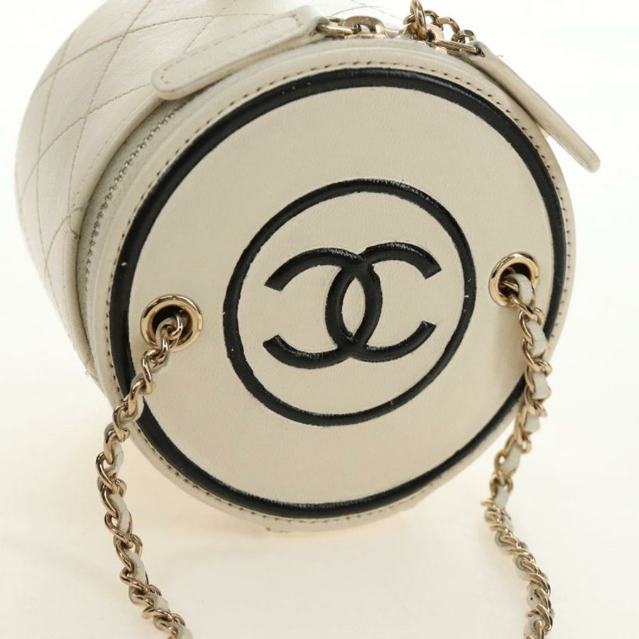 【日本直送】香奈兒 (CHANEL) 絎縫鏈條肩背包 白色 金色 CC 標誌 Auth bs35547SAM-5