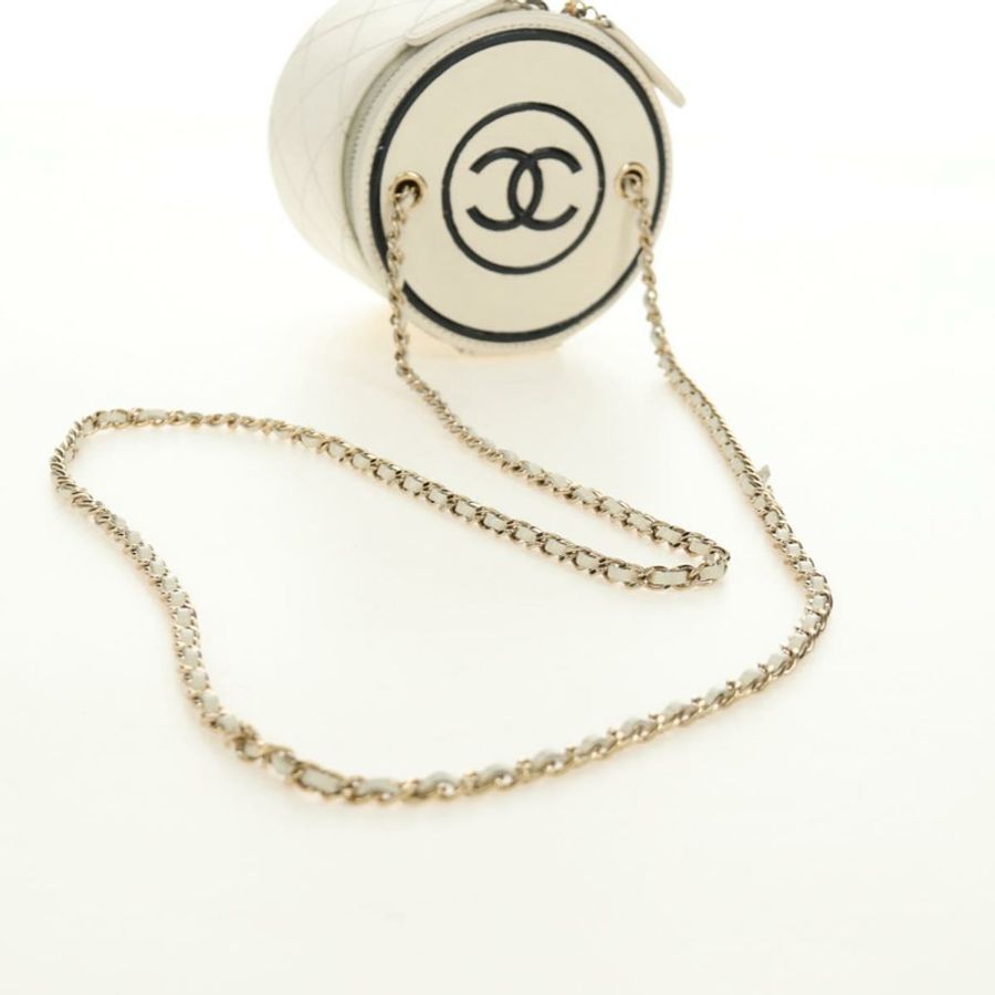 【日本直送】香奈兒 (CHANEL) 絎縫鏈條肩背包 白色 金色 CC 標誌 Auth bs35547SAM-6