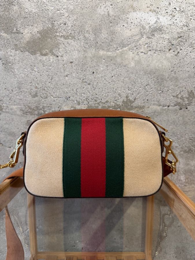 Gucci Vintage Web 復古帆布拼接皮革相機包-3