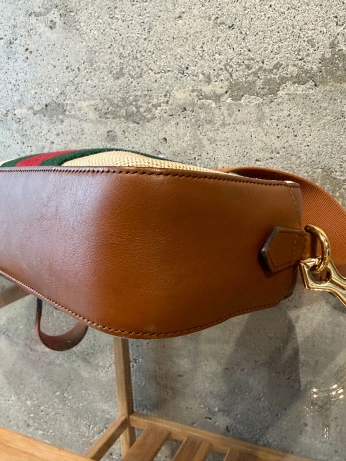 Gucci Vintage Web 復古帆布拼接皮革相機包-8