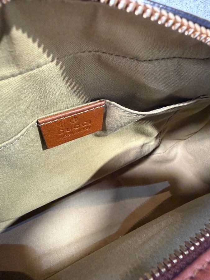 Gucci Vintage Web 復古帆布拼接皮革相機包-10