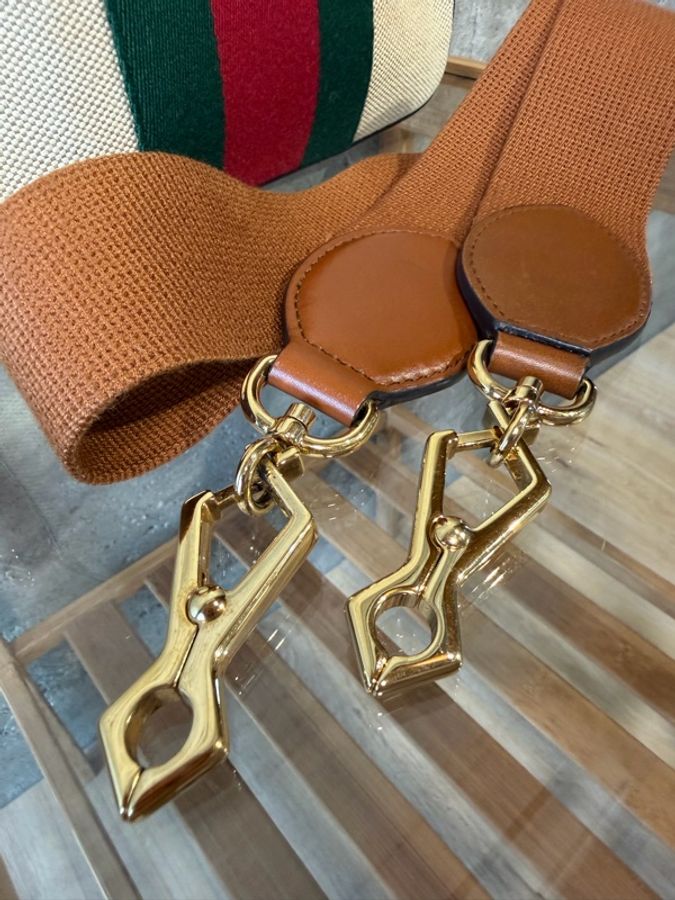 Gucci Vintage Web 復古帆布拼接皮革相機包-18