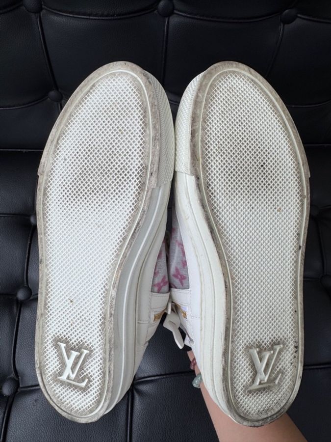 LV 路易威登 Stellar牛皮休閒時尚板鞋 36碼白粉拼色一年四季都合適。-6