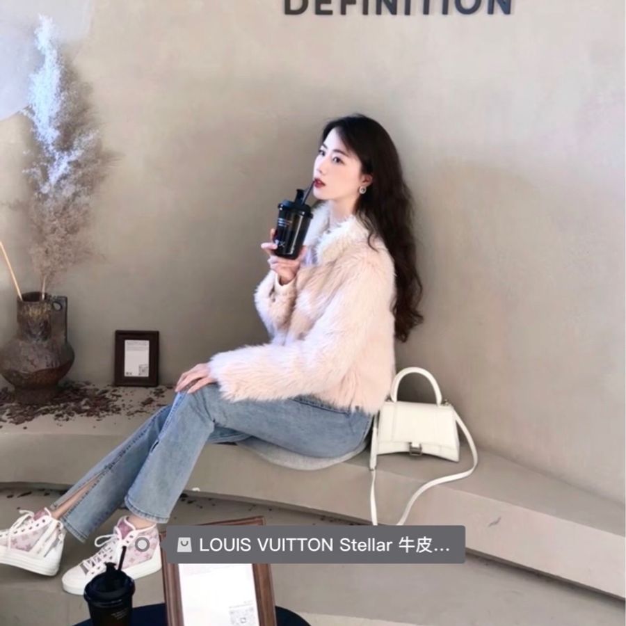 LV 路易威登 Stellar牛皮休閒時尚板鞋 36碼白粉拼色一年四季都合適。-7