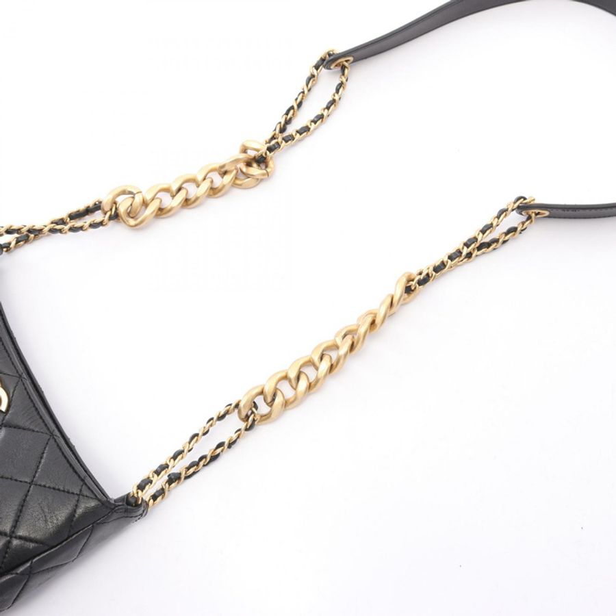香奈兒 (CHANEL) 絎縫小號單肩斜背包 AS3154 羊皮 BK GHW-7