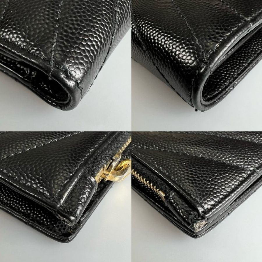 YSL 575974  黑金魚子醬二折短夾-9