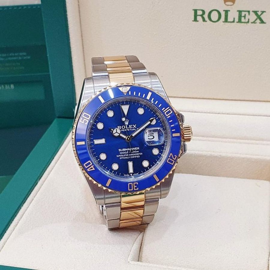 【大眾名錶】 Rolex 勞力士 126613LB 潛航者 2021/08綠卡 新款熱銷 半金藍水鬼 已貼膜 品相漂亮 B1309-1