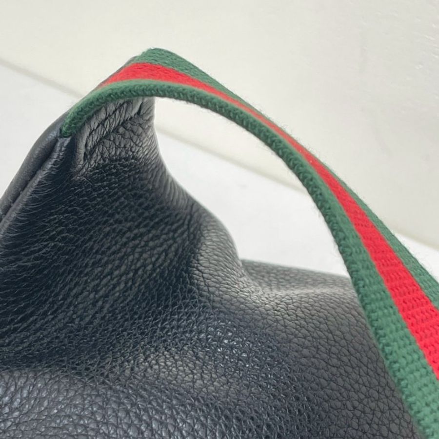 GUCCI 皮革腰包 大號 黑色-9