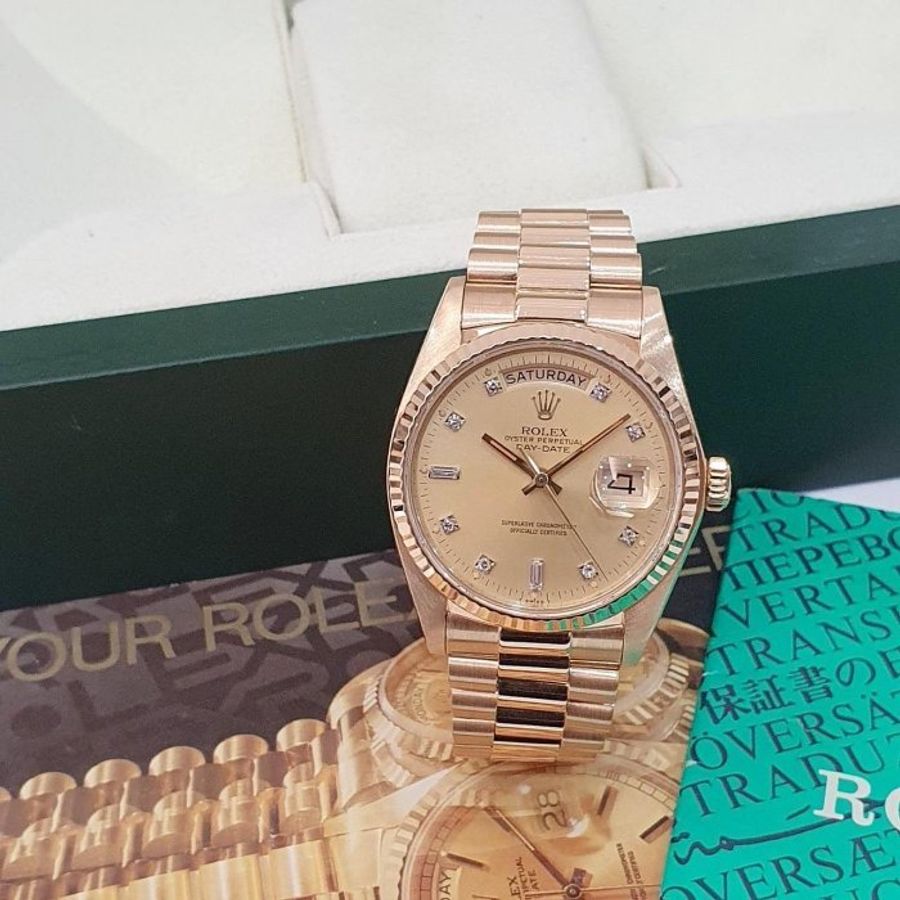 【大眾名錶】ROLEX勞力士 18038 Day-Date 蠔式日誌 18K金 6.9T鑽面 錶徑36 大眾名錶G226-4