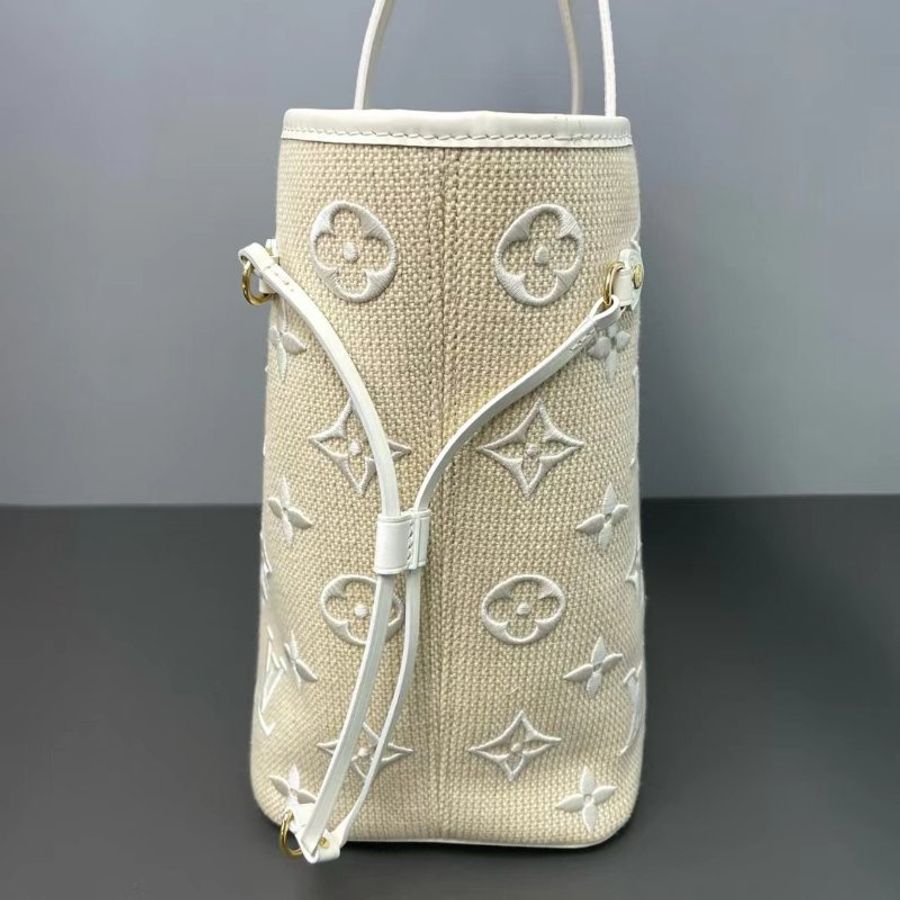 LV 芯片款 By the Pool夏季限定拉菲草刺繡款neverfull 32.5*28.5*16 99新配件發票 塵袋 子袋 盒子-2