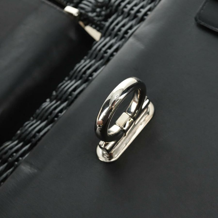 【日本直送】Salvatore Ferragamo Gancini 手提包 藤編 黑色 銀色 正品 184711V-19