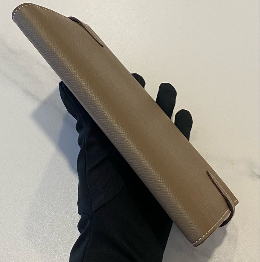 Hermes kelly 長夾大象灰+金釦-5