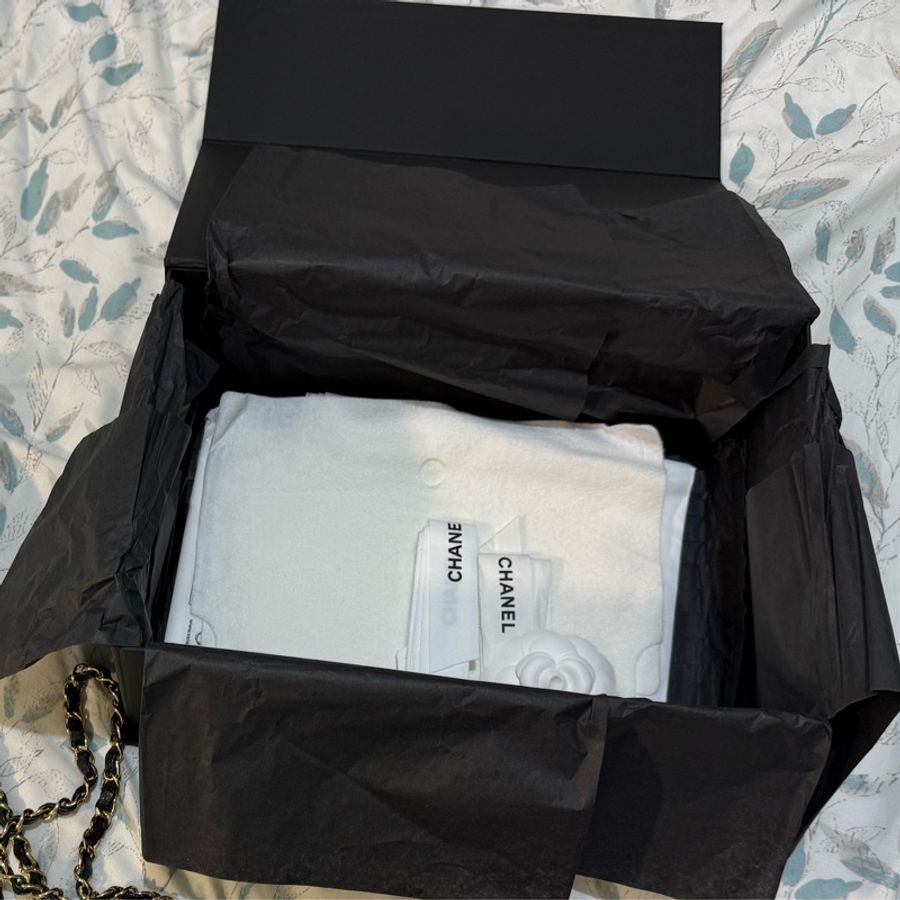 99新 香奈兒/Chanel 黑金CF小號荔枝紋牛皮鏈條包口蓋包-28