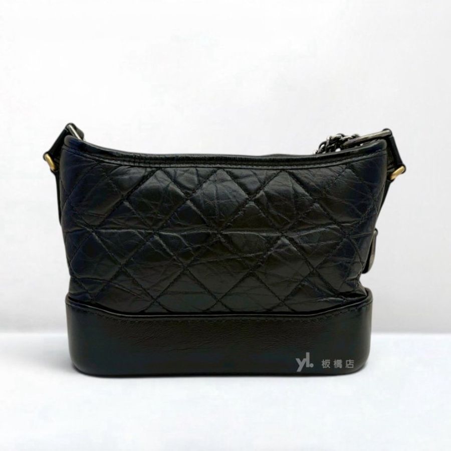 s5571-CHANEL 黑色牛皮小號流浪包A91810-1
