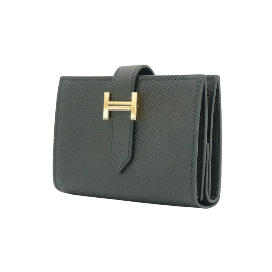 Hermes Bearn Mini Epsom 牛皮金釦零錢卡夾(Noir黑)-1