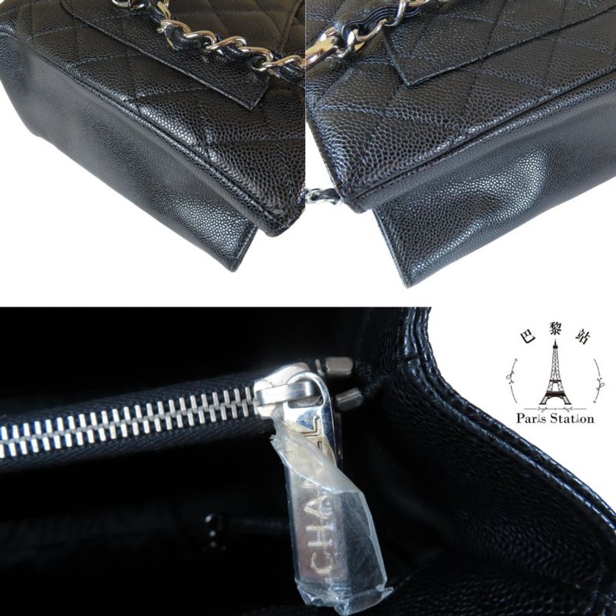 【巴黎站二手名牌專賣店】＊現貨＊CHANEL香奈兒真品＊ A50995 經典GST 黑荔枝皮銀鍊方型大購物包 豆腐包-6