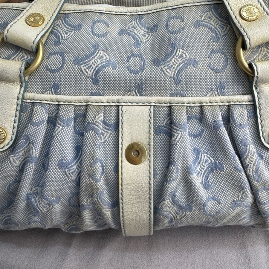 【赫蒂國際精品】 Celine 藍色凱旋門帆布手提包 vintage 二手 中古-25