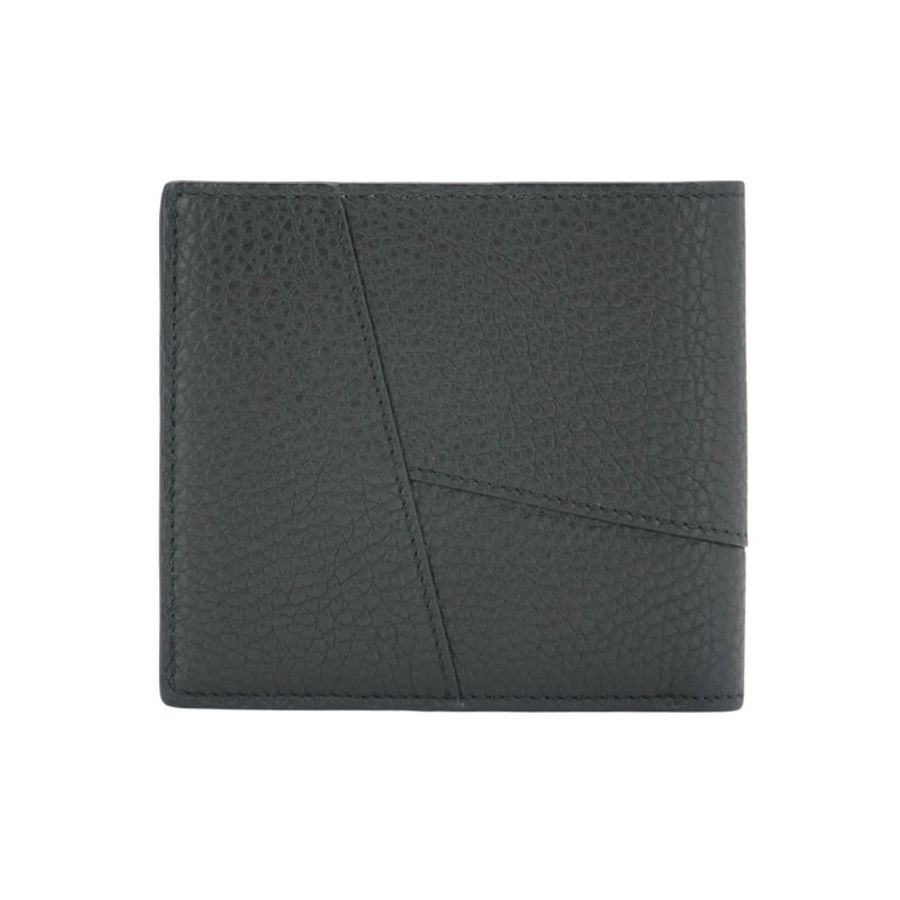 Loewe Puzzle 粒面小牛皮幾何雙摺八卡對開短夾(黑)-2