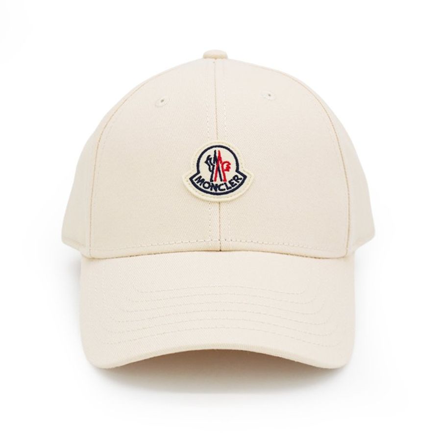 Moncler 斜紋棉布品牌徽標棒球帽(米黃)-1