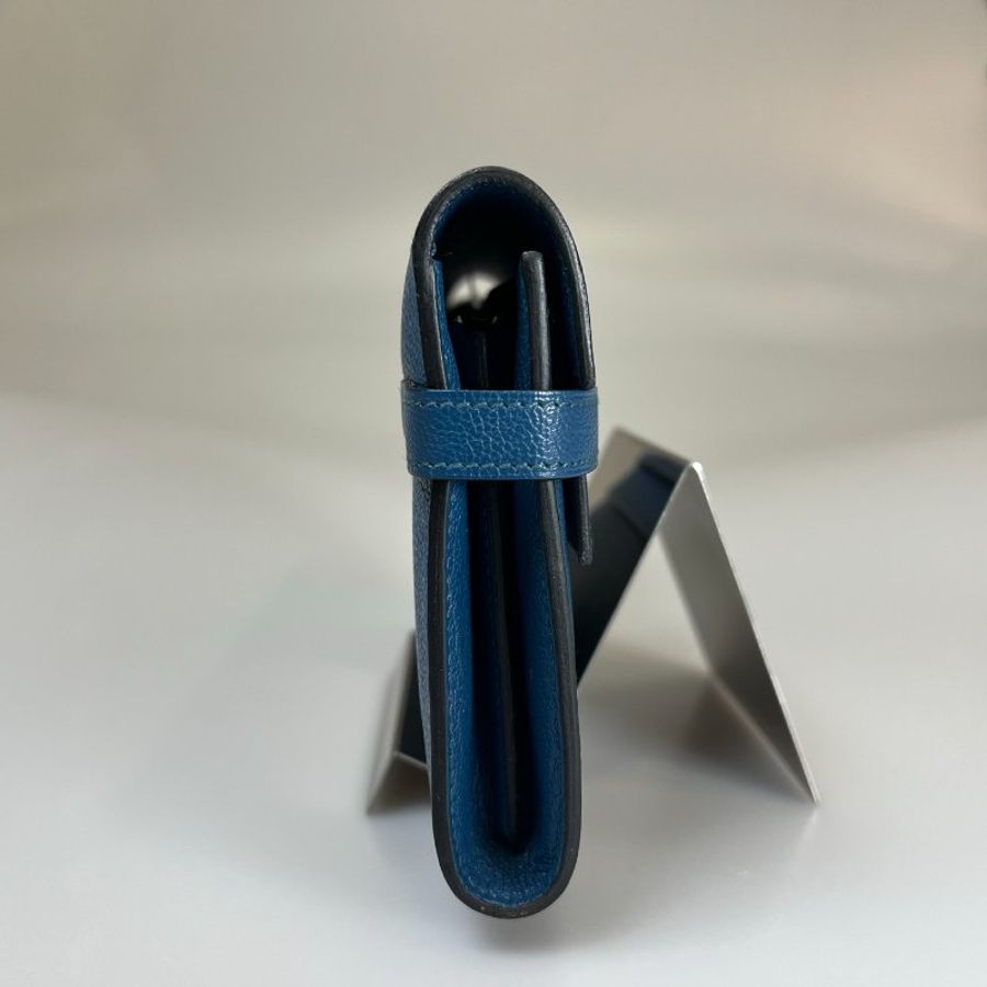 HERMES O刻 牛仔藍金扣Kelly長夾-2