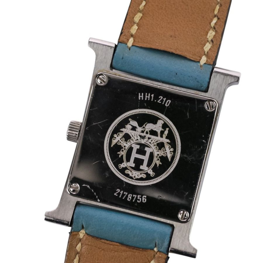 愛馬仕 H-Watch HH1.210 白色錶盤 藍色銀色女士腕錶-2