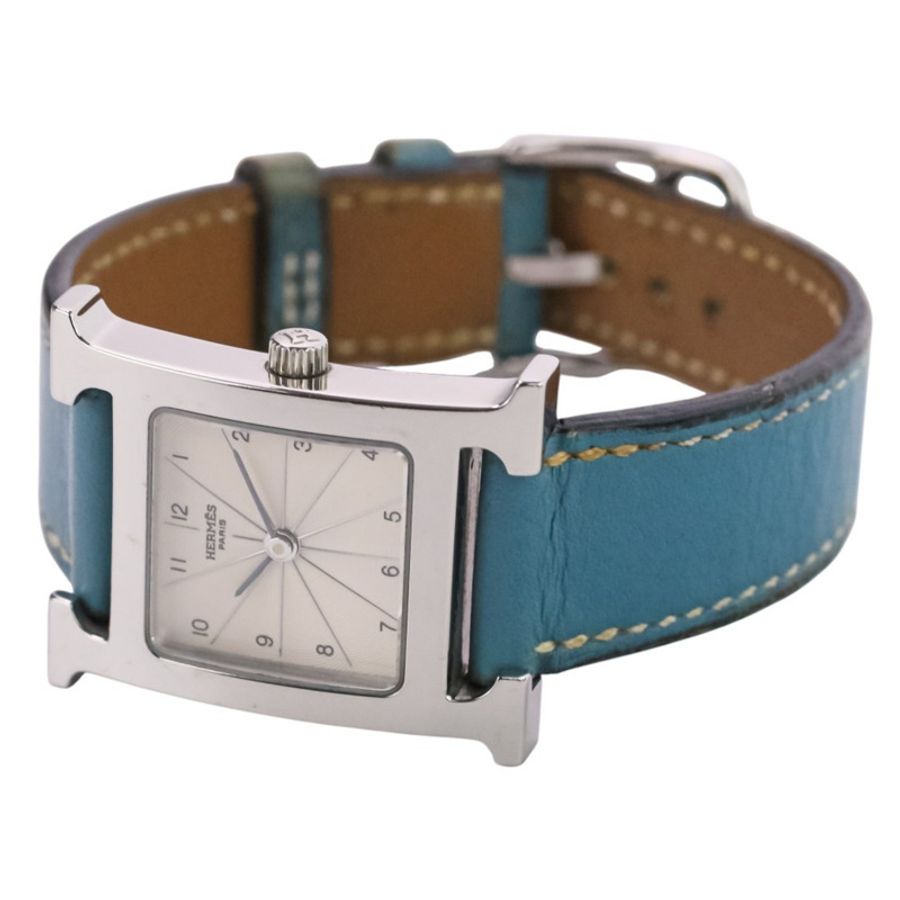 愛馬仕 H-Watch HH1.210 白色錶盤 藍色銀色女士腕錶-3