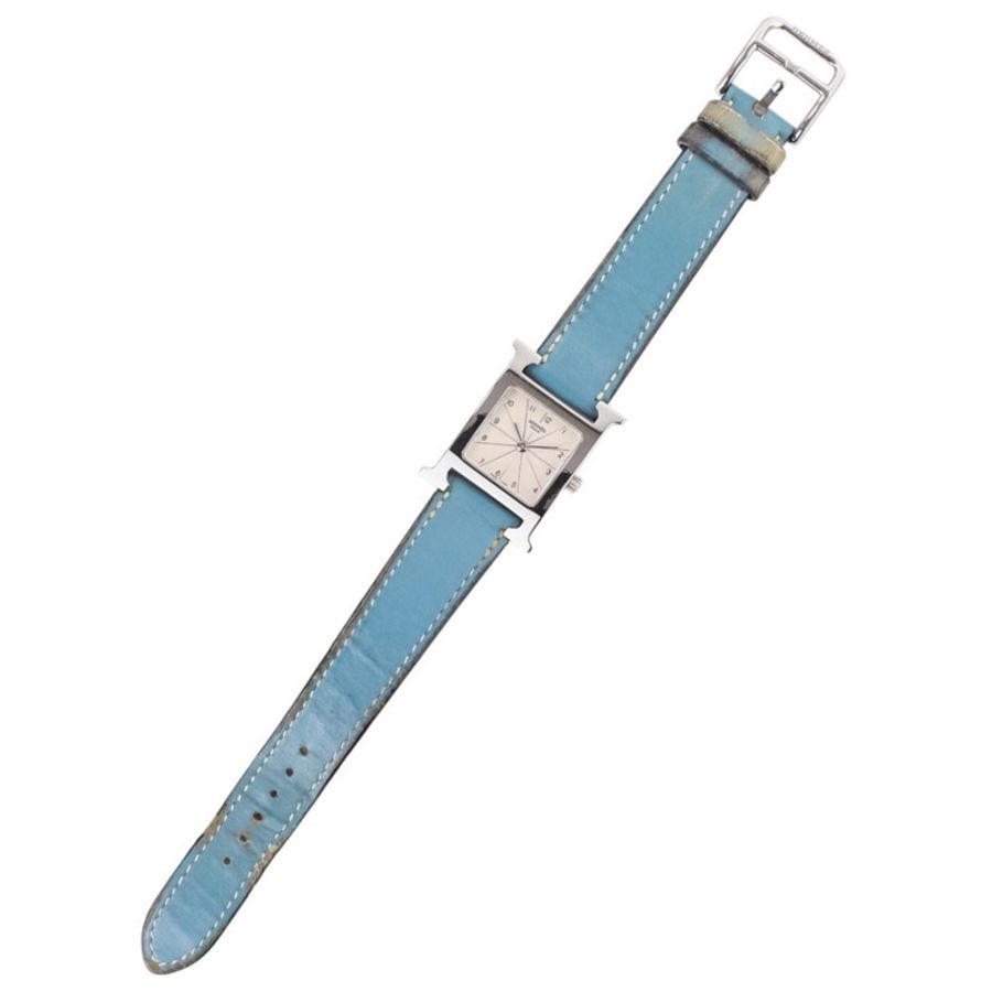 愛馬仕 H-Watch HH1.210 白色錶盤 藍色銀色女士腕錶-8
