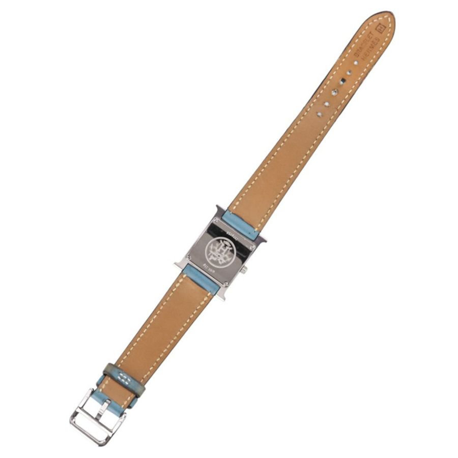 愛馬仕 H-Watch HH1.210 白色錶盤 藍色銀色女士腕錶-9